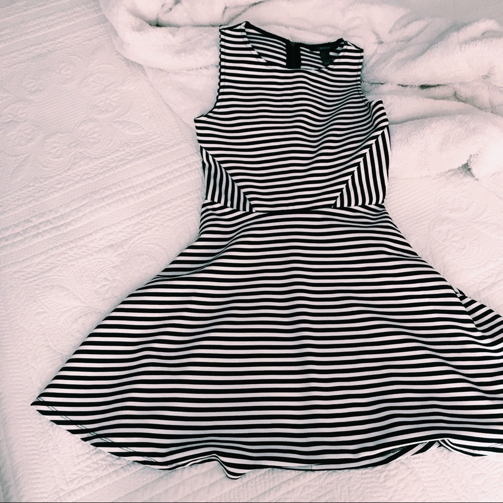 Striped fit and flare dress